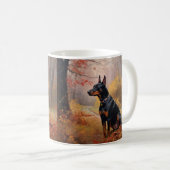 Dobermann in herfstbladeren val inspireert koffiemok (Voorkant rechts)