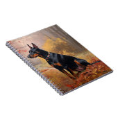 Dobermann in herfstbladeren val inspireert notitieboek (Rechterzijde)