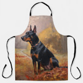 Dobermann in herfstbladeren val inspireert schort (Voorkant)