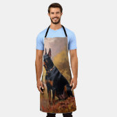 Dobermann in herfstbladeren val inspireert schort (Gedragen)