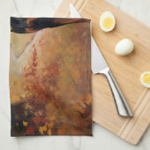 Dobermann in herfstbladeren val inspireert theedoek (Quarter Fold)