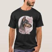 Dobermann Kersenbloesem Hondenras Japans Water T-shirt (Voorkant)