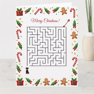 Dobermann Kerst Doolhof Puzzel Vakantie Kaart