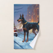 Dobermann Kerst Feestelijke Periode Bad Handdoek (Handdoek)