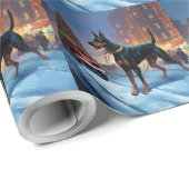 Dobermann Kerst Feestelijke Periode Cadeaupapier (Rol Hoek)