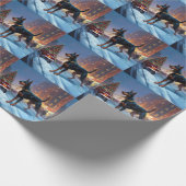 Dobermann Kerst Feestelijke Periode Cadeaupapier (Hoek)