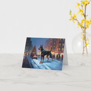 Dobermann Kerst Feestelijke Periode Kaart