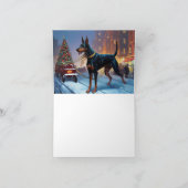 Dobermann Kerst Feestelijke Periode Kaart (Binnen)
