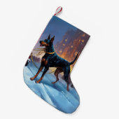 Dobermann Kerst Feestelijke Periode Kleine Kerstsok (Voorkant (Hangend))