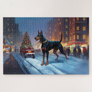 Dobermann Kerst Feestelijke Periode Legpuzzel