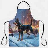 Dobermann Kerst Feestelijke Periode Schort (Voorkant)