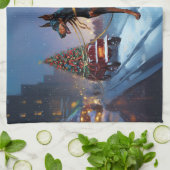 Dobermann Kerst Feestelijke Periode Theedoek (Gevouwen)