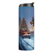 Dobermann Kerst Feestelijke Periode Thermosbeker (Gedraaid links)