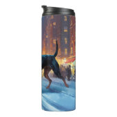 Dobermann Kerst Feestelijke Periode Thermosbeker (Geroteerd rechts)