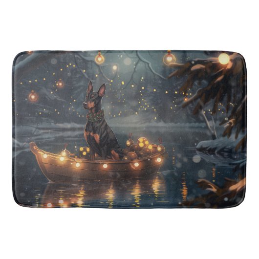 Dobermann Kerst Feestelijke Reis Badmat (Voorkant)