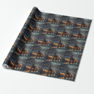 Dobermann Kerst Feestelijke Reis Cadeaupapier