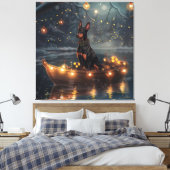 Dobermann Kerst Feestelijke Reis Canvas Afdruk (Insitu (Slaapkamer))