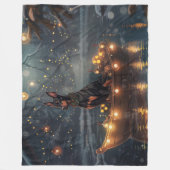 Dobermann Kerst Feestelijke Reis Fleece Deken (Voorkant)
