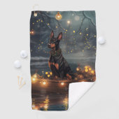 Dobermann Kerst Feestelijke Reis Golfhanddoek (Insitu)