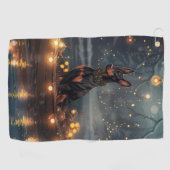 Dobermann Kerst Feestelijke Reis Golfhanddoek (Horizontaal)