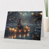 Dobermann Kerst Feestelijke Reis Kaart (Voorkant)