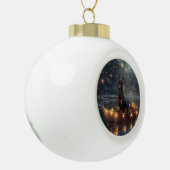 Dobermann Kerst Feestelijke Reis Keramische Bal Ornament (Links)