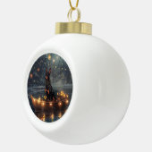 Dobermann Kerst Feestelijke Reis Keramische Bal Ornament (Rechts)
