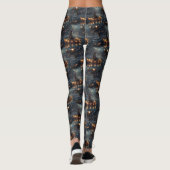 Dobermann Kerst Feestelijke Reis Leggings (Achterkant)