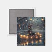 Dobermann Kerst Feestelijke Reis Magneet (Voorkant / Achterkant)