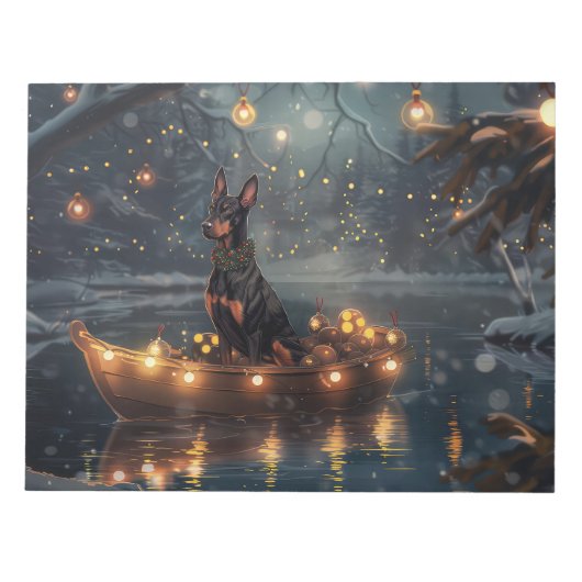 Dobermann Kerst Feestelijke Reis Notitieblok (Voorkant)