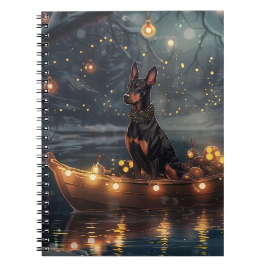 Dobermann Kerst Feestelijke Reis Notitieboek (Voorkant)