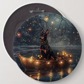 Dobermann Kerst Feestelijke Reis Ronde Button 6,0 Cm (Voorkant /achterkant)