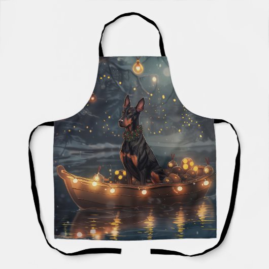 Dobermann Kerst Feestelijke Reis Schort (Voorkant)