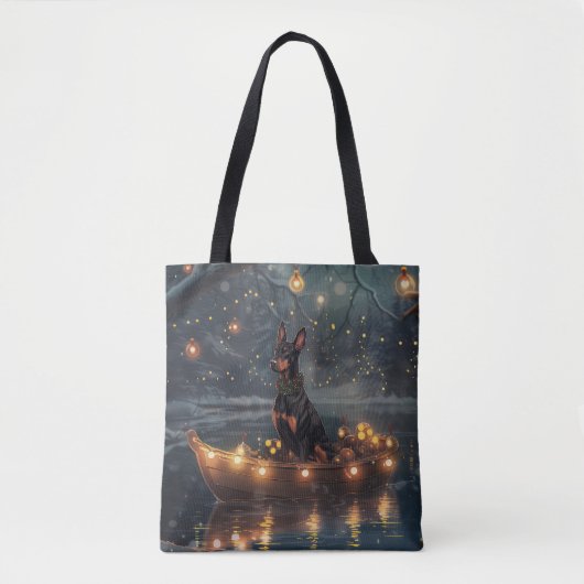 Dobermann Kerst Feestelijke Reis Tote Bag (Voorkant)