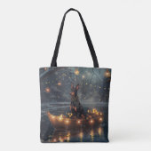 Dobermann Kerst Feestelijke Reis Tote Bag (Achterkant)