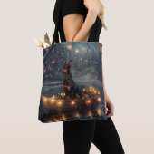 Dobermann Kerst Feestelijke Reis Tote Bag (Dichtbij)