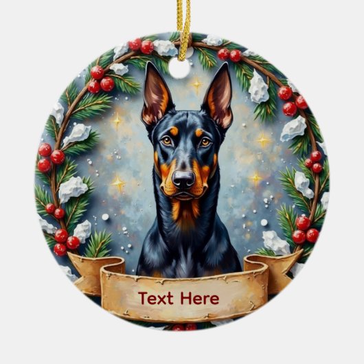 Dobermann Kerst Ornament (Voorkant)
