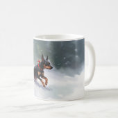 Dobermann Kerst sneeuw winter Koffiemok (Voorkant rechts)