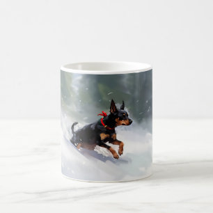 Dobermann Kerst sneeuw winter Koffiemok
