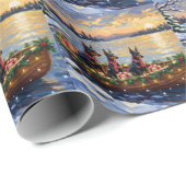Dobermann Kerstboot Feestdag Cadeaupapier (Rol Hoek)
