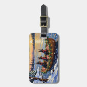 Dobermann Kerstboot Vakantie Bagagelabel (Voorkant verticaal)