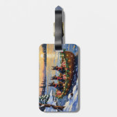 Dobermann Kerstboot Vakantie Bagagelabel (Achterkant verticaal)