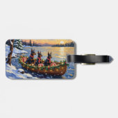 Dobermann Kerstboot Vakantie Bagagelabel (Achterkant horizontaal)