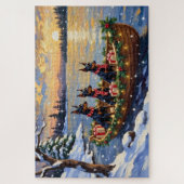 Dobermann Kerstboot Vakantie Legpuzzel (Verticaal)