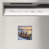 Dobermann Kerstboot Vakantie Magneet (Insitu (Vaatwasser))