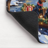 Dobermann Kerstboot Vakantie Muismat (Hoek)