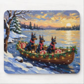 Dobermann Kerstboot Vakantie Muismat (Voorkant)