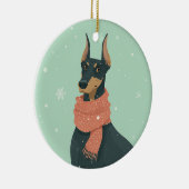Dobermann Kerstcadeau Keramisch Ornament (Rechts)