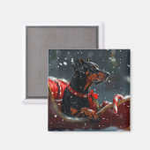 Dobermann Kerstfeest Magneet (Voorkant / Achterkant)