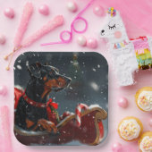 Dobermann Kerstfeest Papieren Bordje (Feest)